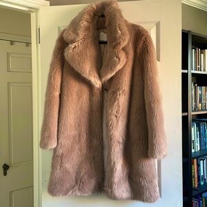 NWOT J.Crew collection faux fur coat light mauve/blush pink.
